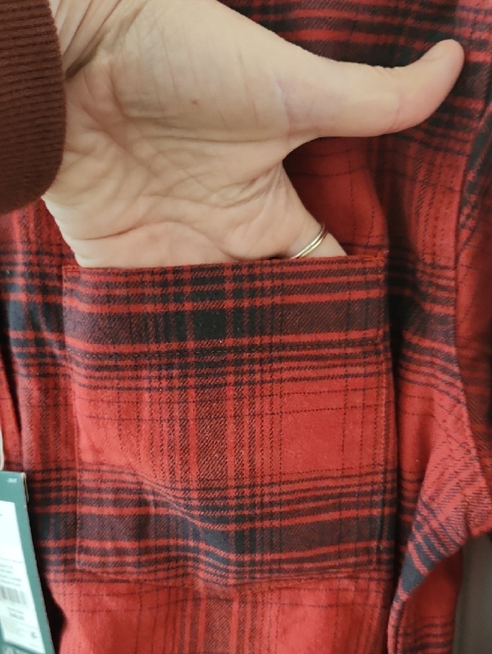 Alpine Red and Black Plaid Button-Down Shirt, Size Medium - Picture 5 of 6